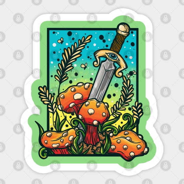 The Sword in the Shroom Sticker by Desdymona